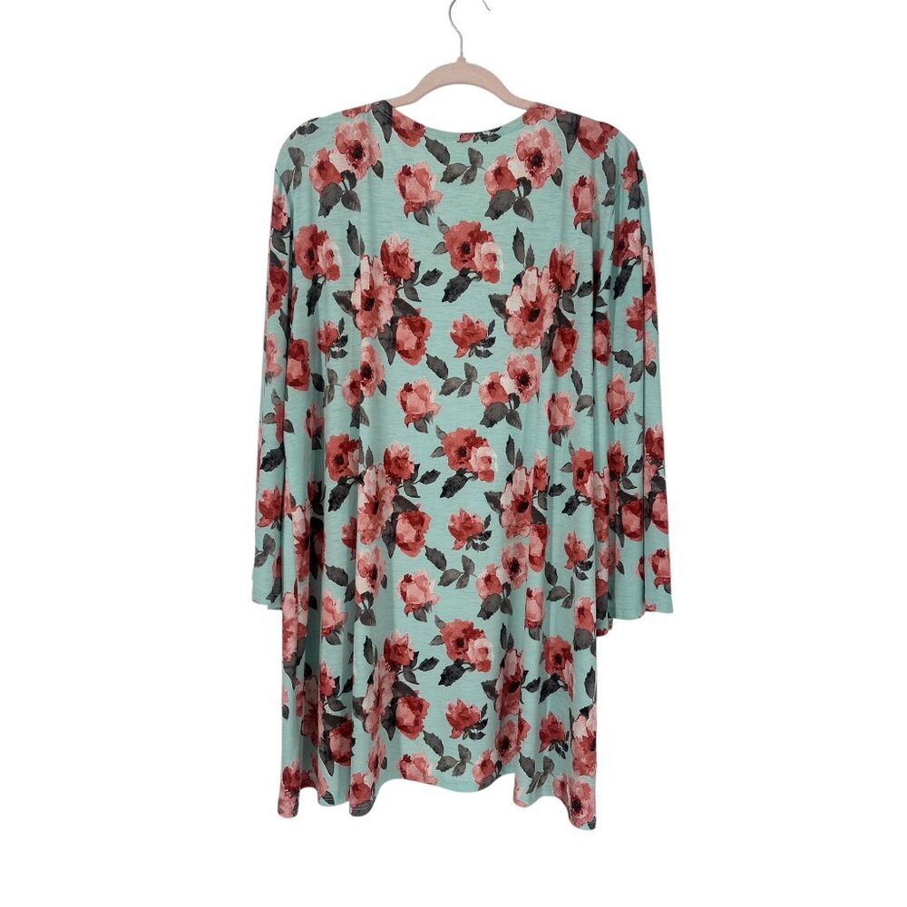 🌸 Paisley Grace Mint Coral Floral Kimono Duster Cardigan XXXL 🌸 - Picture 3 of 7